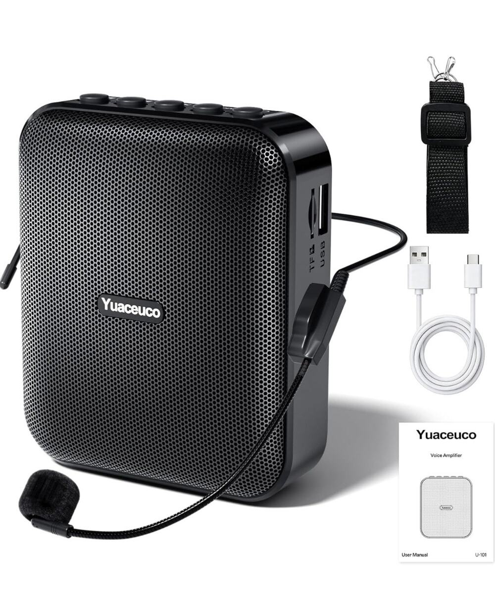Yuaceuco Portable Voice Amplifier 10W Wired Headset Mic USB-C Rechargeable